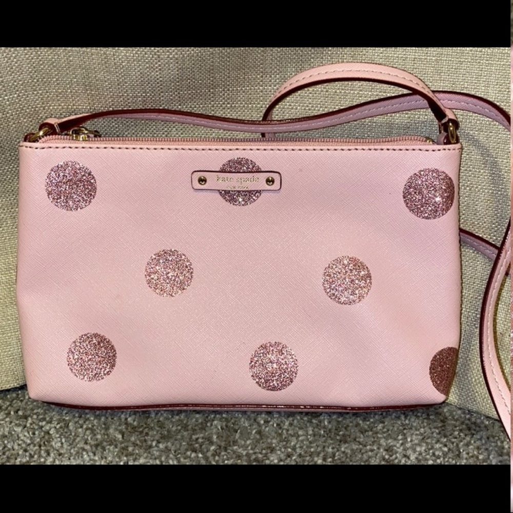 Kate Spade Pink Glitter Polka Dot Crossbody Bag